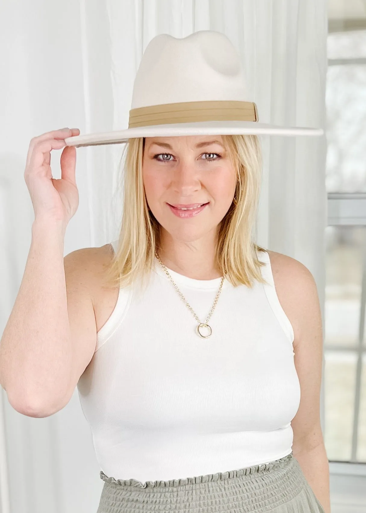 Ribbon Strap Fedora Hat