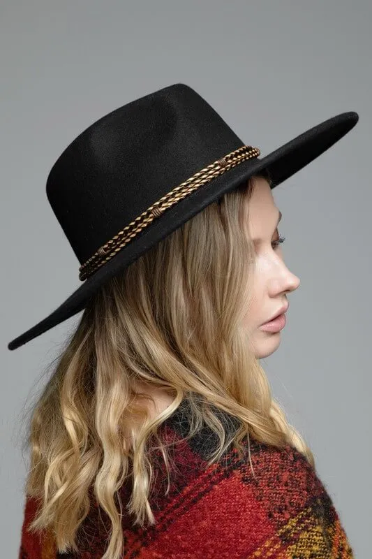 Romy Wool Panama Hat- Black