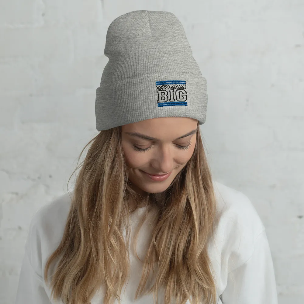 Royal Blue and Black Dream Big Lifestyle Cuffed Beanie