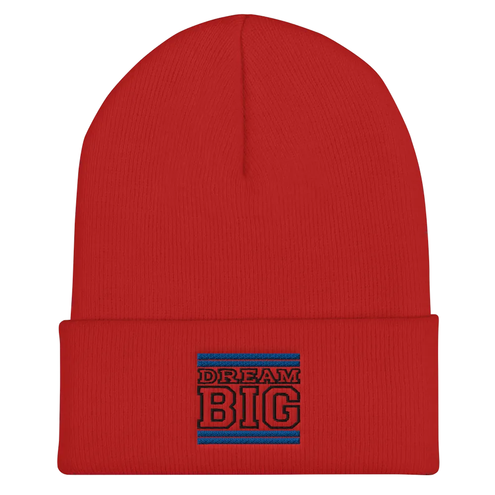 Royal Blue and Black Dream Big Lifestyle Cuffed Beanie