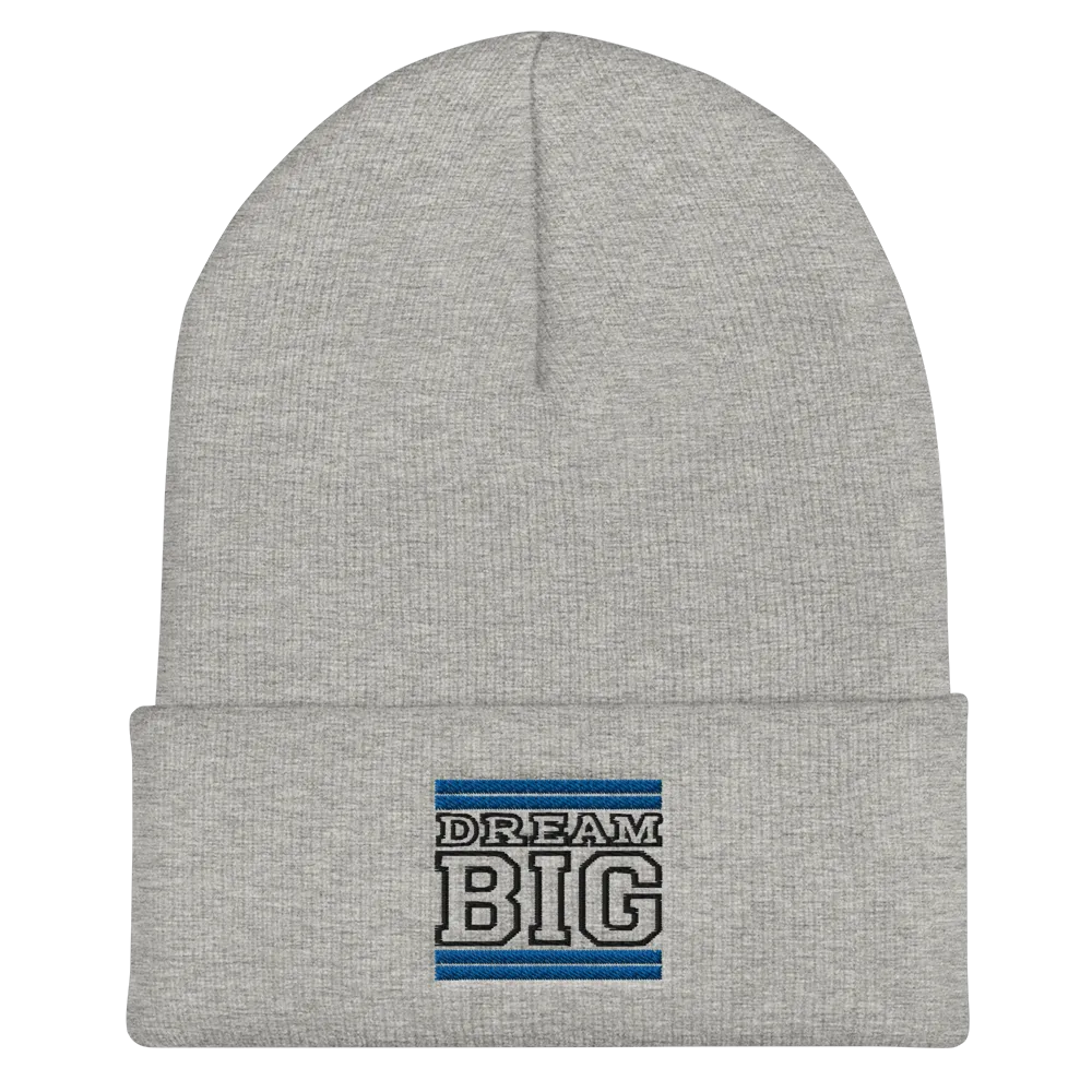 Royal Blue and Black Dream Big Lifestyle Cuffed Beanie