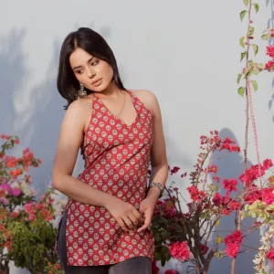 Ruby Vine Halter Kurti