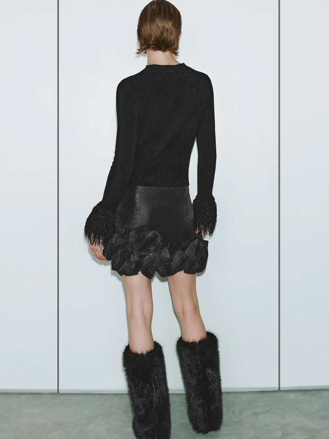 Ruffle Hem Asymmetrical Mini Skirts