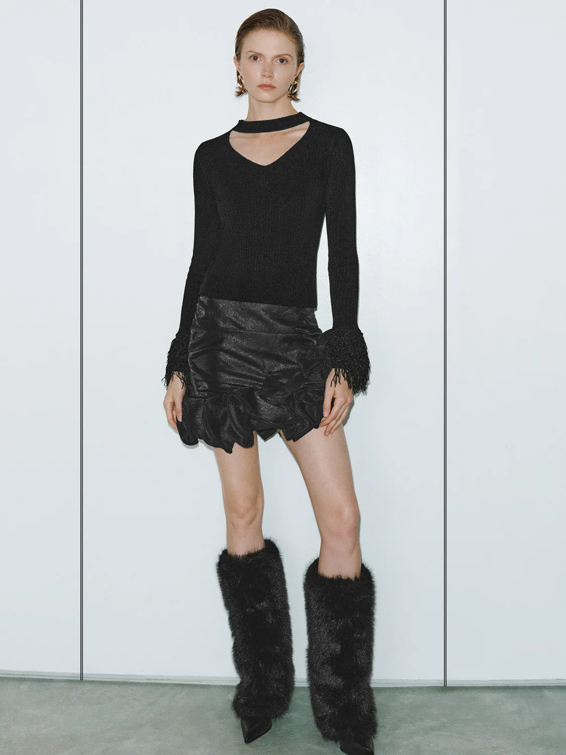 Ruffle Hem Asymmetrical Mini Skirts