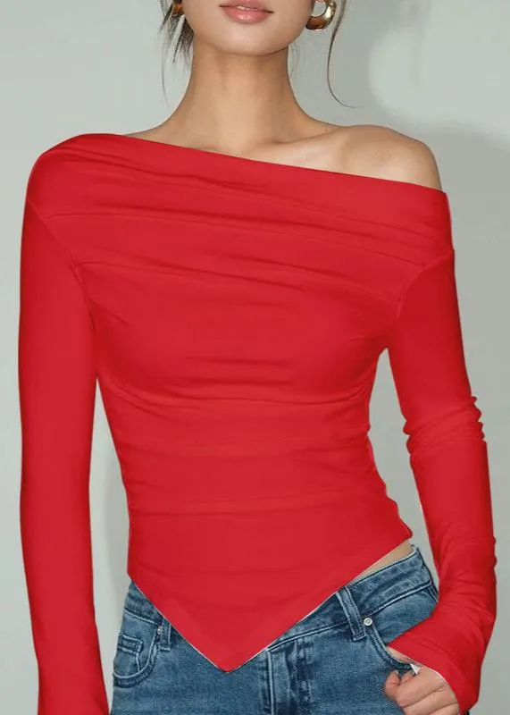 Scarlet Asymmetrical Long Sleeve Top