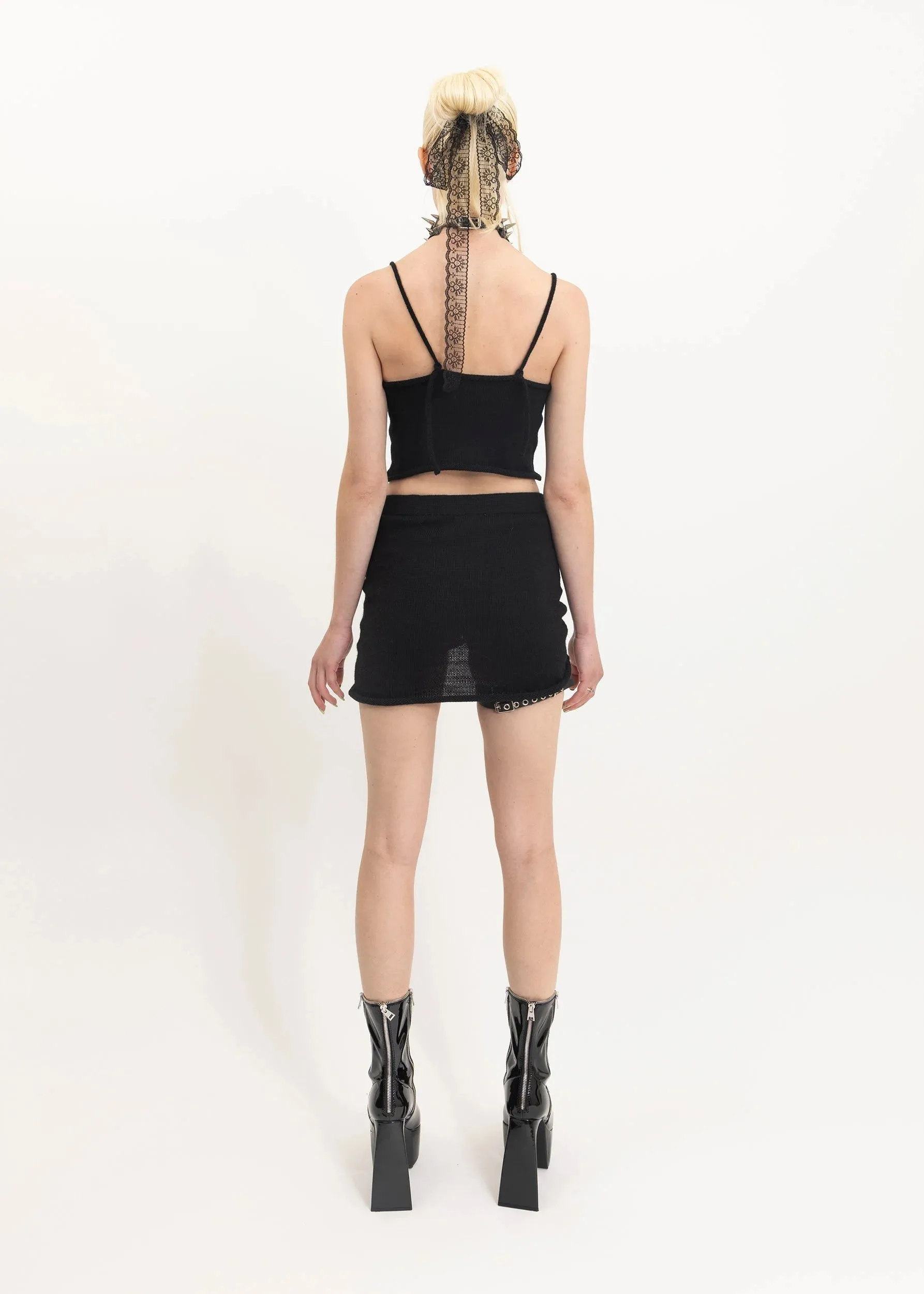 Scrunch knit micro mini skirt