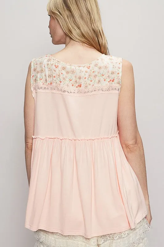 Shell Lace Detail Frill Top