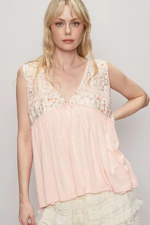 Shell Lace Detail Frill Top