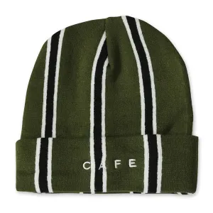 Skateboard Cafe Vertical Stripe Beanie (Olive/Black/White)