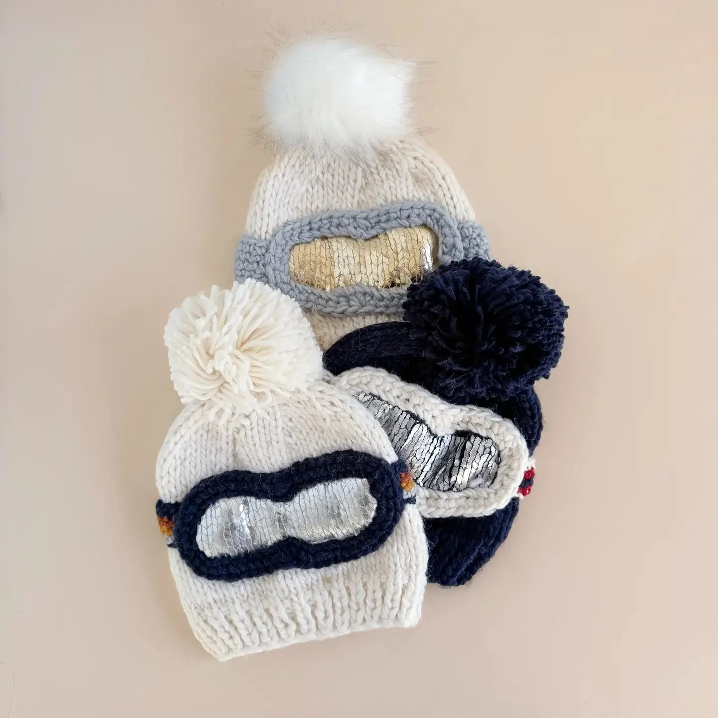 Ski Goggles Hat, Cream | Baby & Kids Winter Beanie
