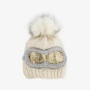 Ski Goggles Hat, Cream | Baby & Kids Winter Beanie