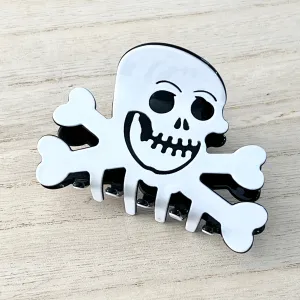 Skull & Crossbones Hair Clip - White