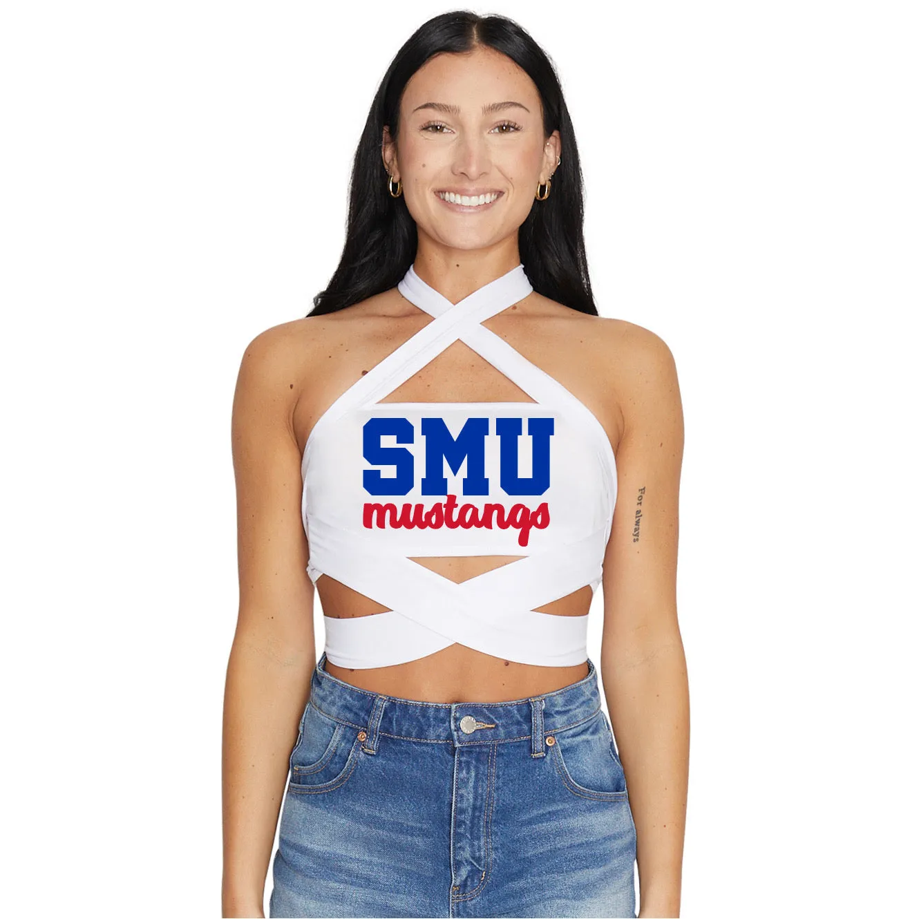 SMU Mustangs White Multi Way Bandeau Top