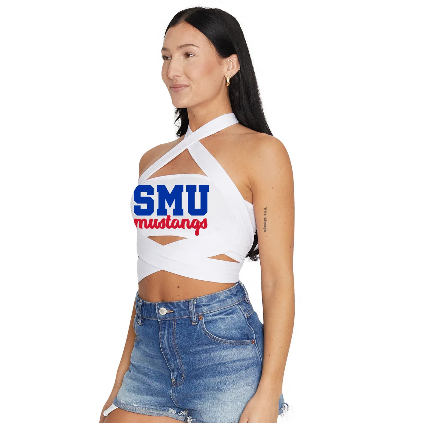 SMU Mustangs White Multi Way Bandeau Top