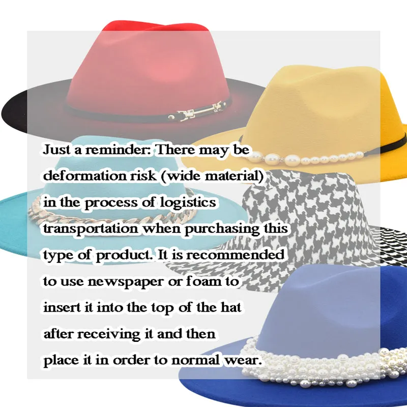 Solid Buckle Decoration Fedora Hat