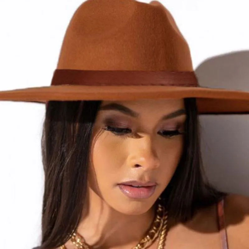 Solid Buckle Decoration Fedora Hat