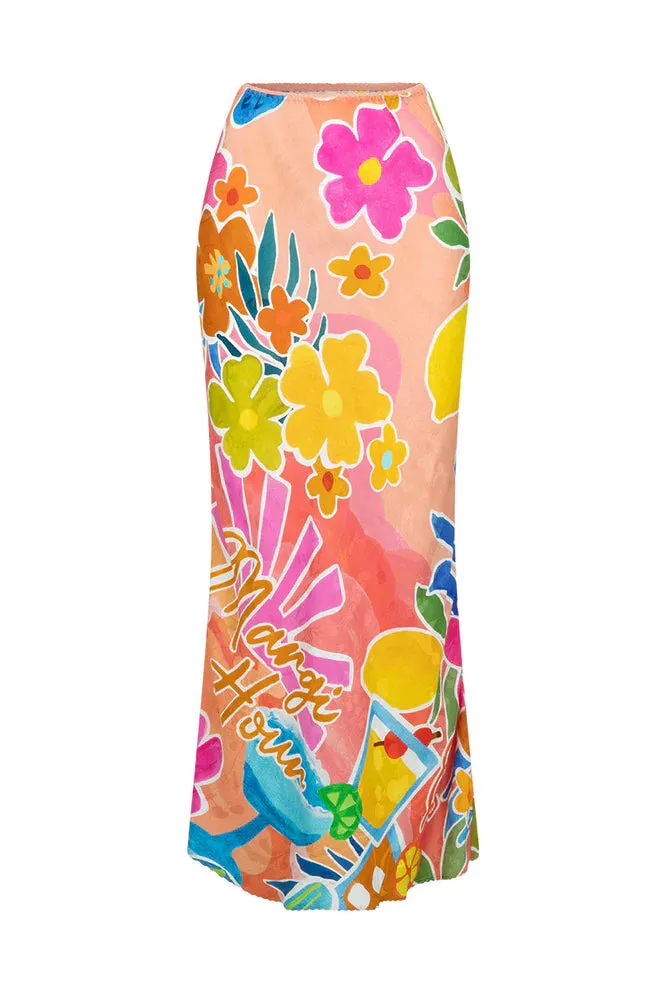 SPELL - Margi Hour Bias Skirt - Paloma