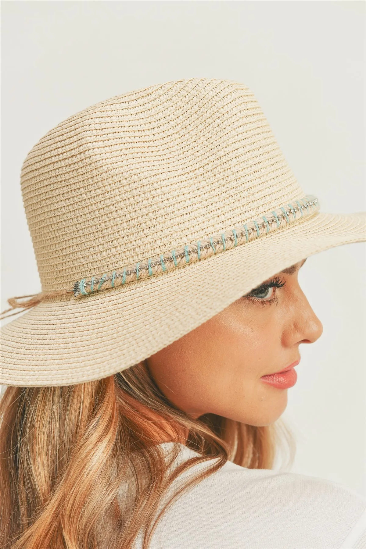 SUN HAT WITH RHINETONES BAND