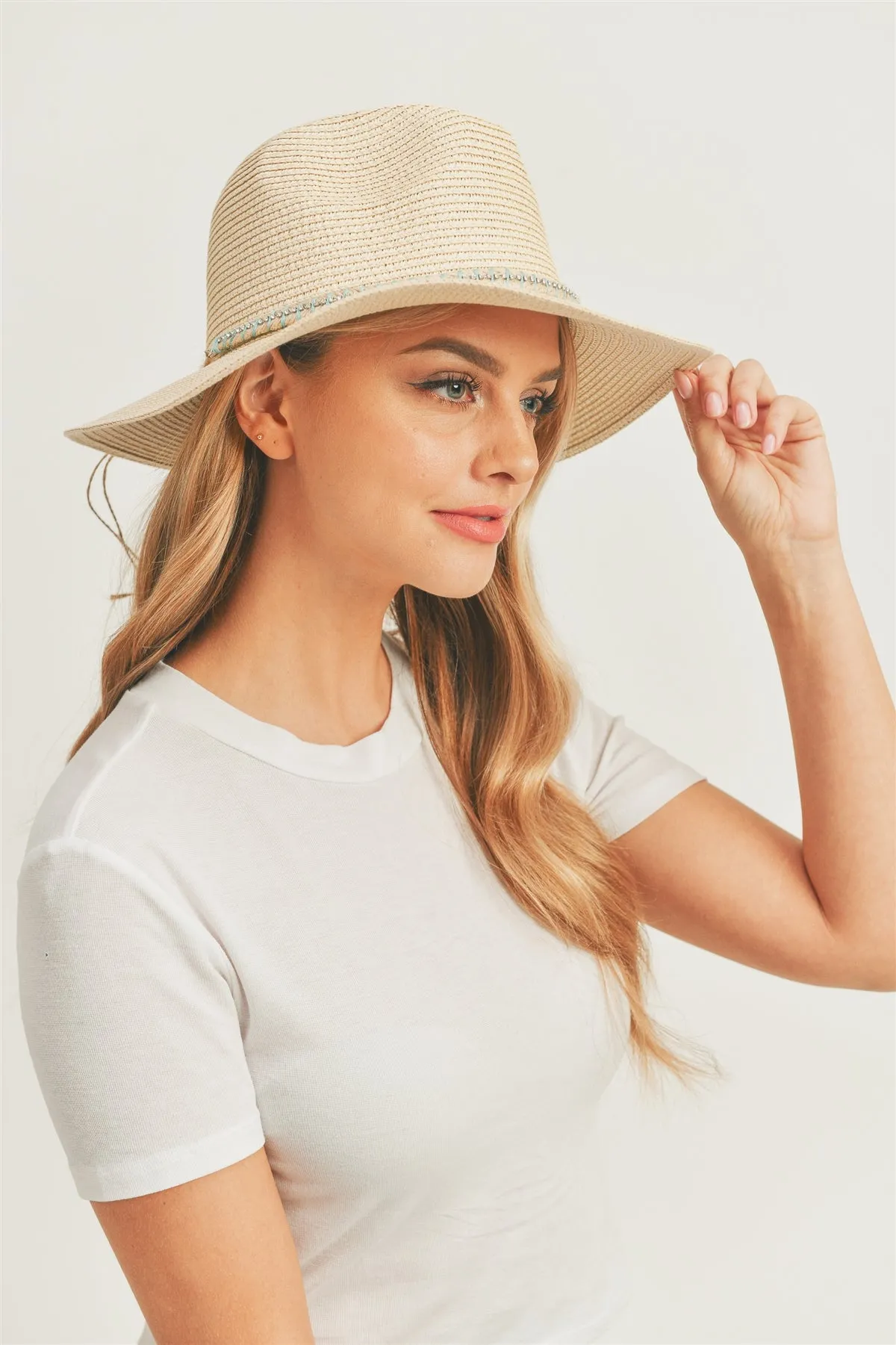 SUN HAT WITH RHINETONES BAND