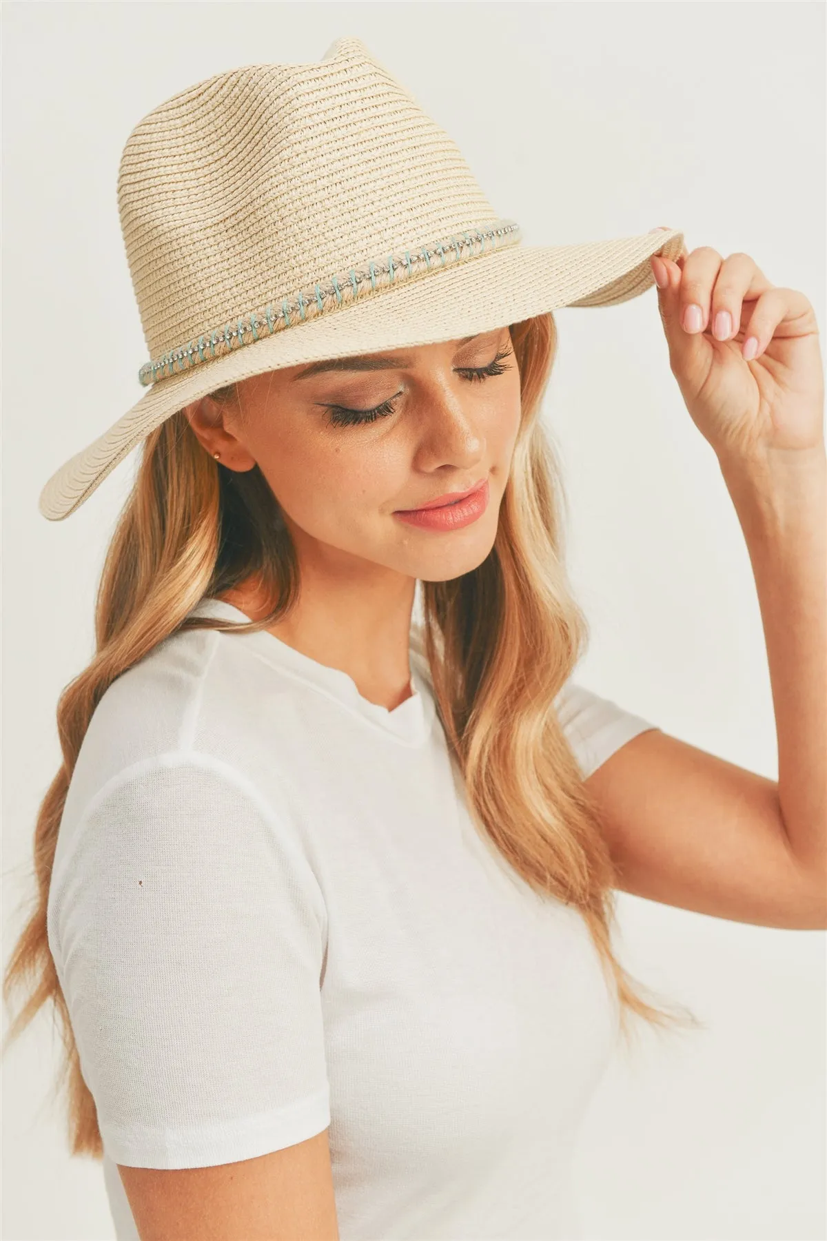 SUN HAT WITH RHINETONES BAND