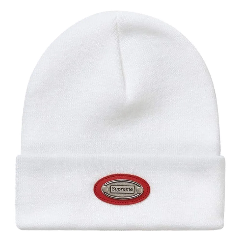 Supreme Metal Plate Beanie White