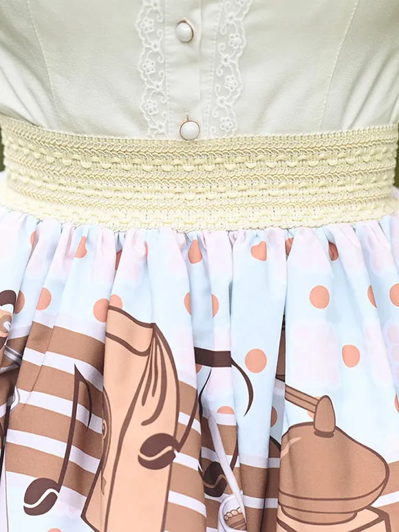 Sweet Lolita Overskirt Floral Print Coffee Brown Lace Sweet Lolita Skirts