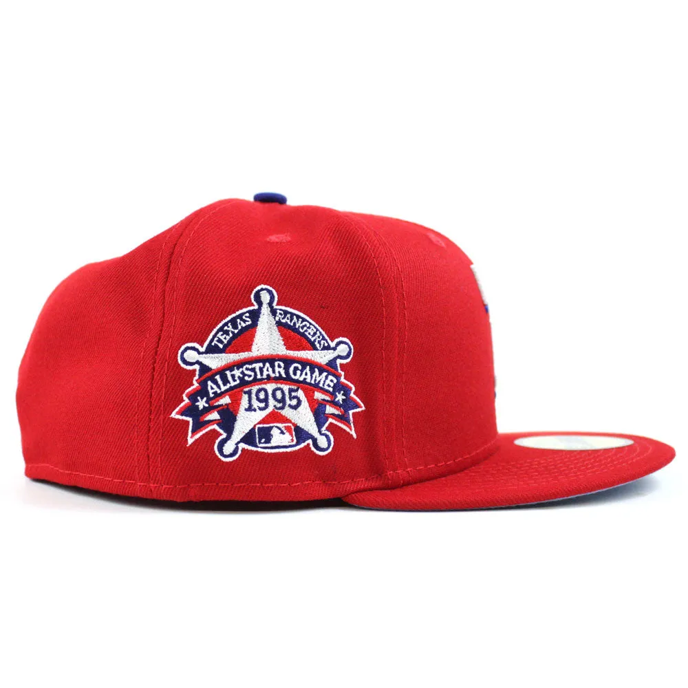 Texas Rangers 1995 All Star Game New Era 59Fifty Fitted Hat (Red Sky Blue Under Brim)