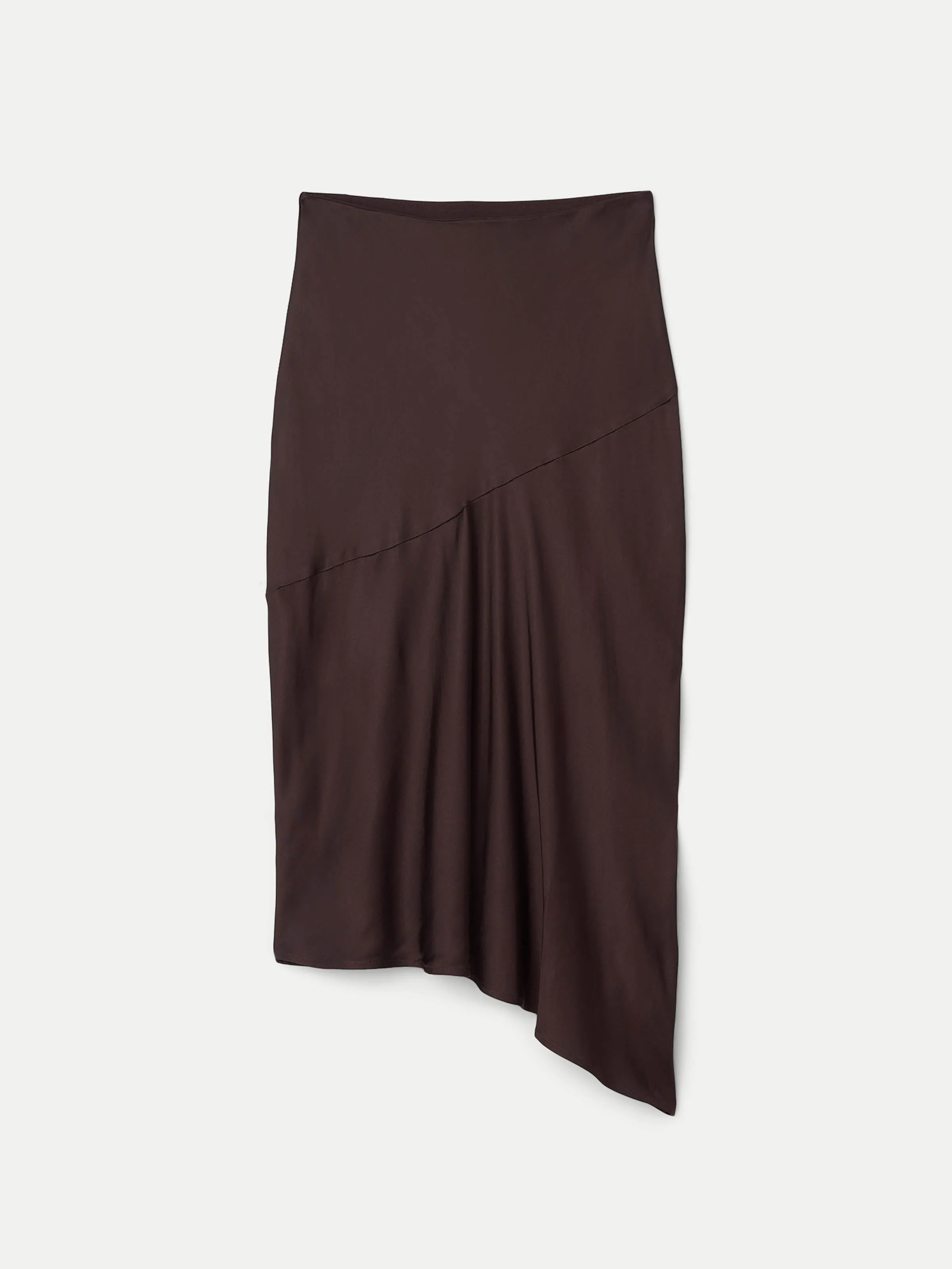 The Asymmetrical Midi Skirt  in Dark Chocolate