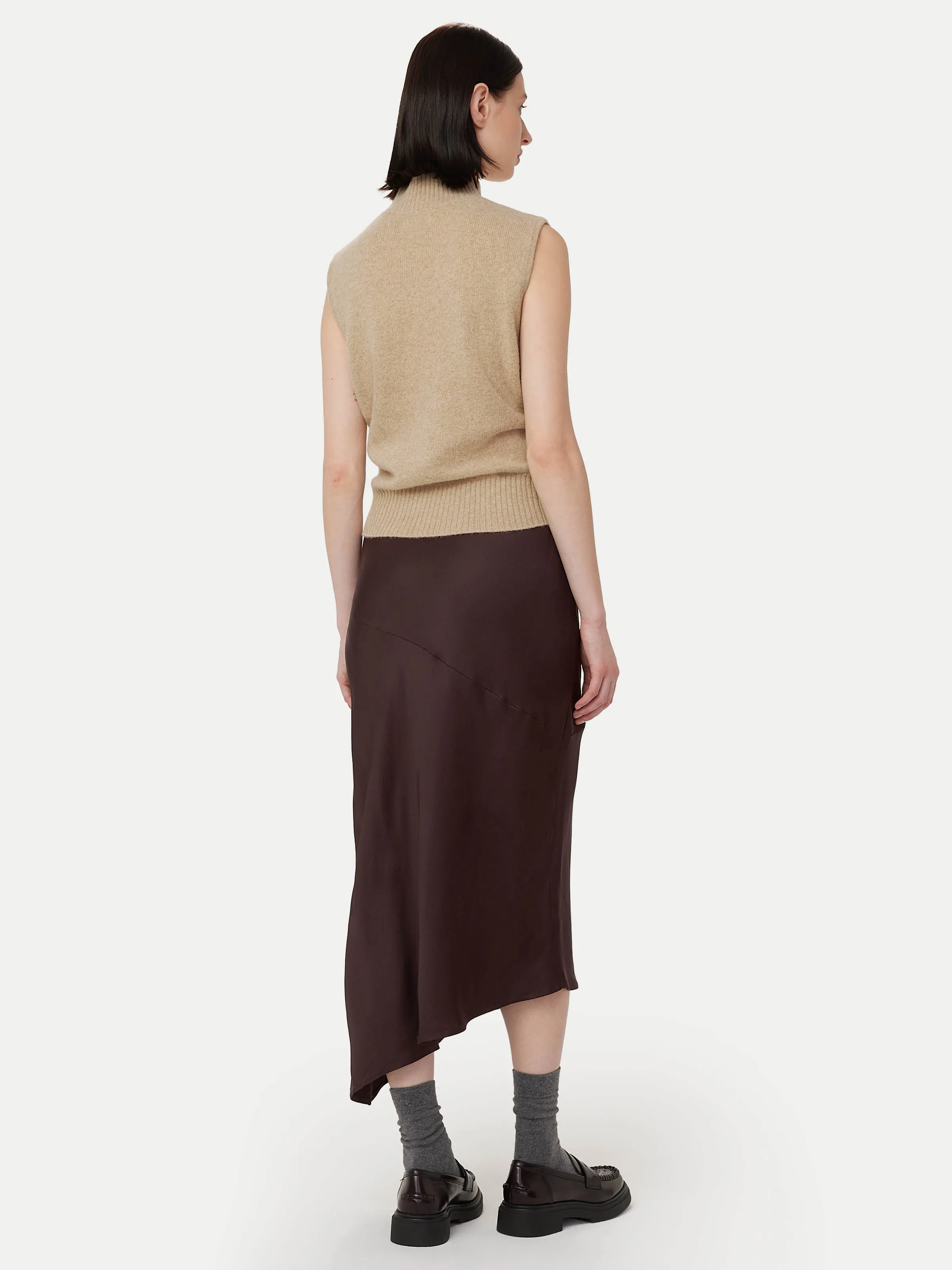 The Asymmetrical Midi Skirt  in Dark Chocolate