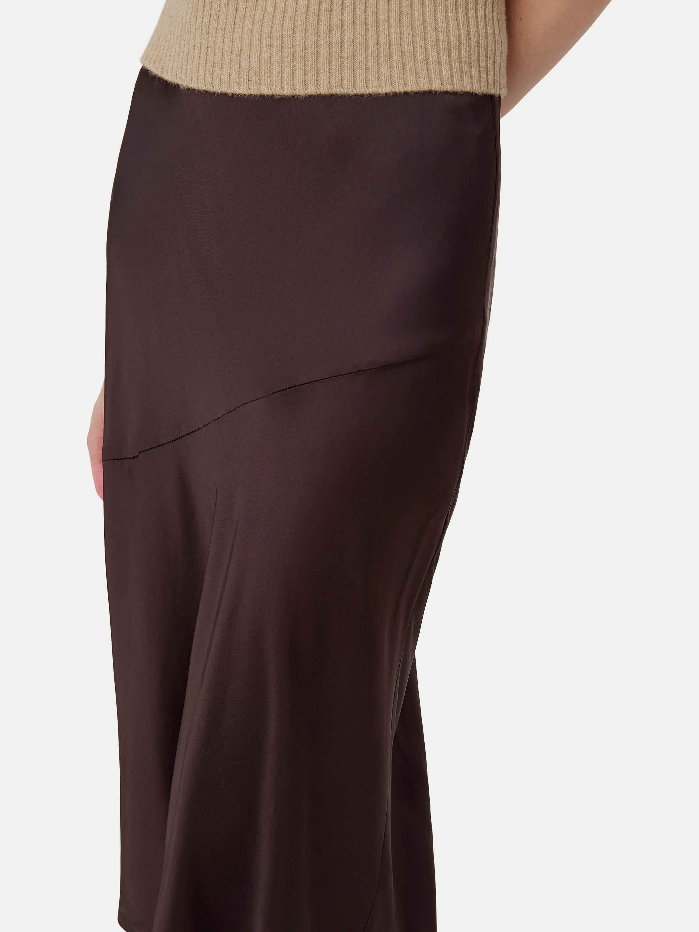 The Asymmetrical Midi Skirt  in Dark Chocolate