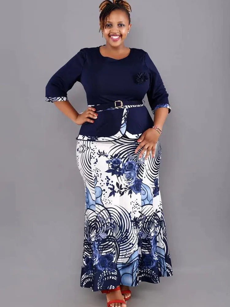 Two Piece Asymmetrical Top Maxi Skirts