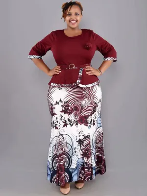 Two Piece Asymmetrical Top Maxi Skirts
