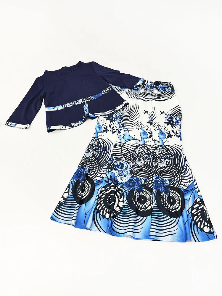 Two Piece Asymmetrical Top Maxi Skirts