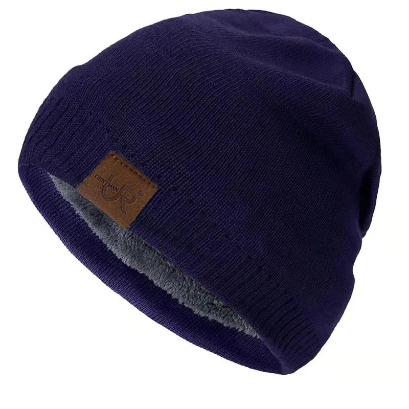 Unisex Knitted Winter Beanie – Warm Fur-Lined Outdoor Cap