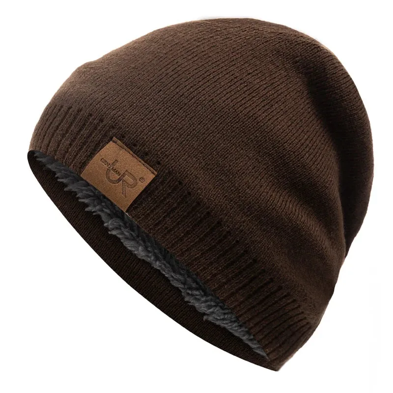 Unisex Knitted Winter Beanie – Warm Fur-Lined Outdoor Cap