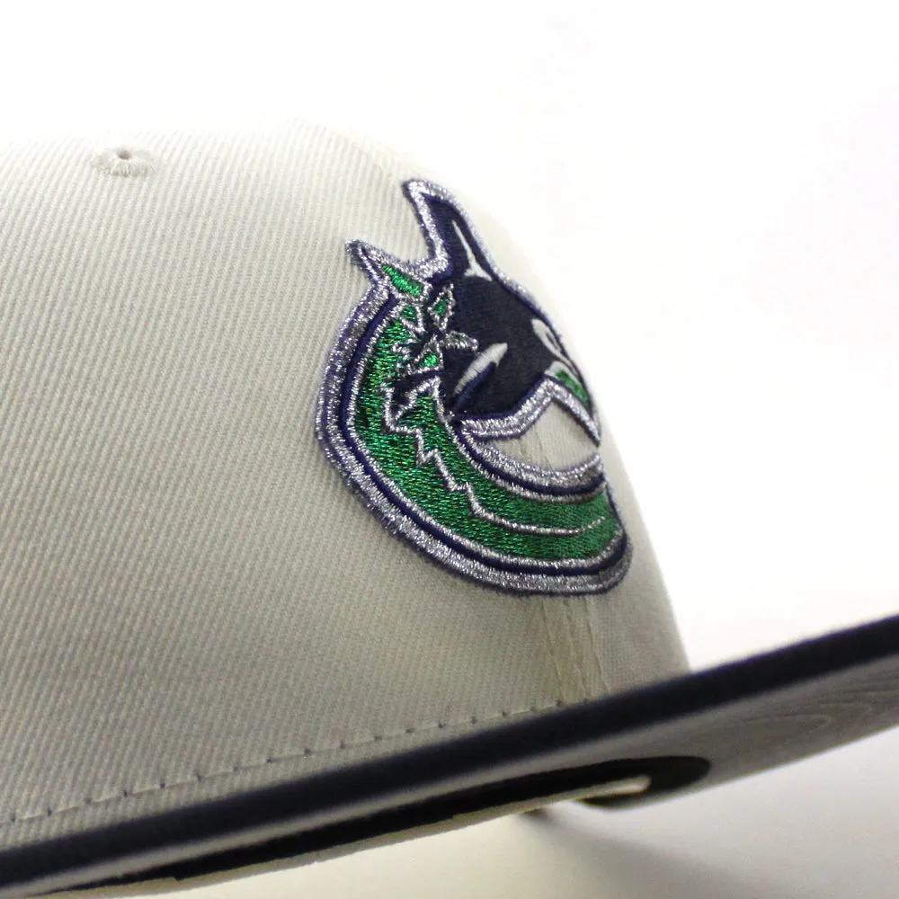 Vancouver Canucks 1970 Stadium Patch New Era 59Fifty Fitted Hat (Chrome White Navy Gray Under brim)