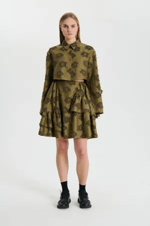 VANILLA | SKIRT ARPINA FIL-COUPE | OLIVE