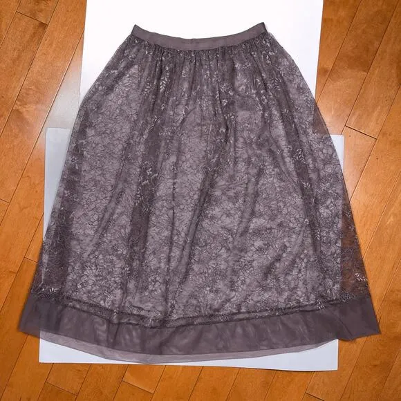 Victoria’s Secret Floral Lace Floral Midi Length Skirt Womens Medium Purple