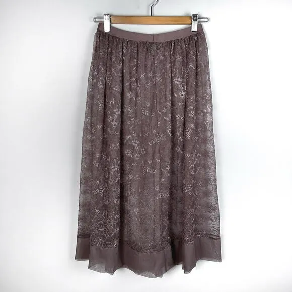 Victoria’s Secret Floral Lace Floral Midi Length Skirt Womens Medium Purple