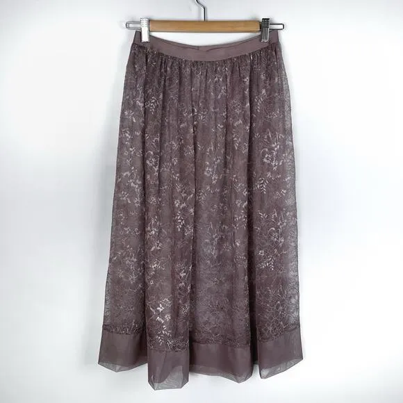 Victoria’s Secret Floral Lace Floral Midi Length Skirt Womens Medium Purple