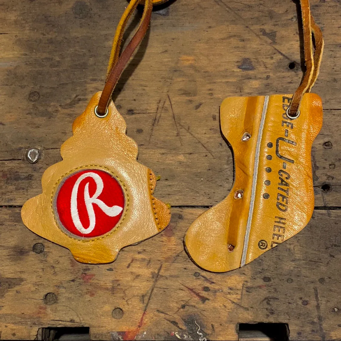 Vintage Baseball Glove Ornament Set