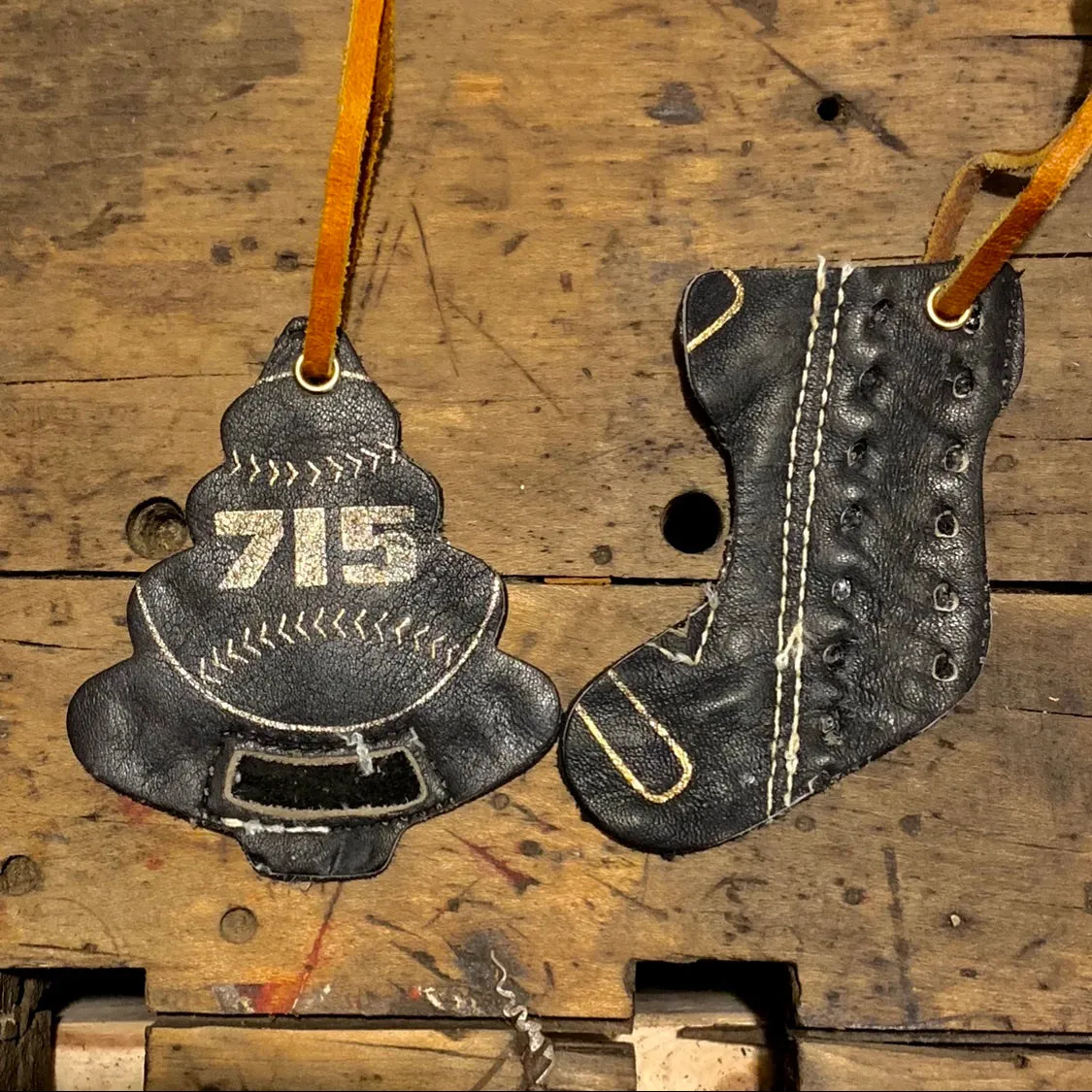 Vintage Baseball Glove Ornament Set