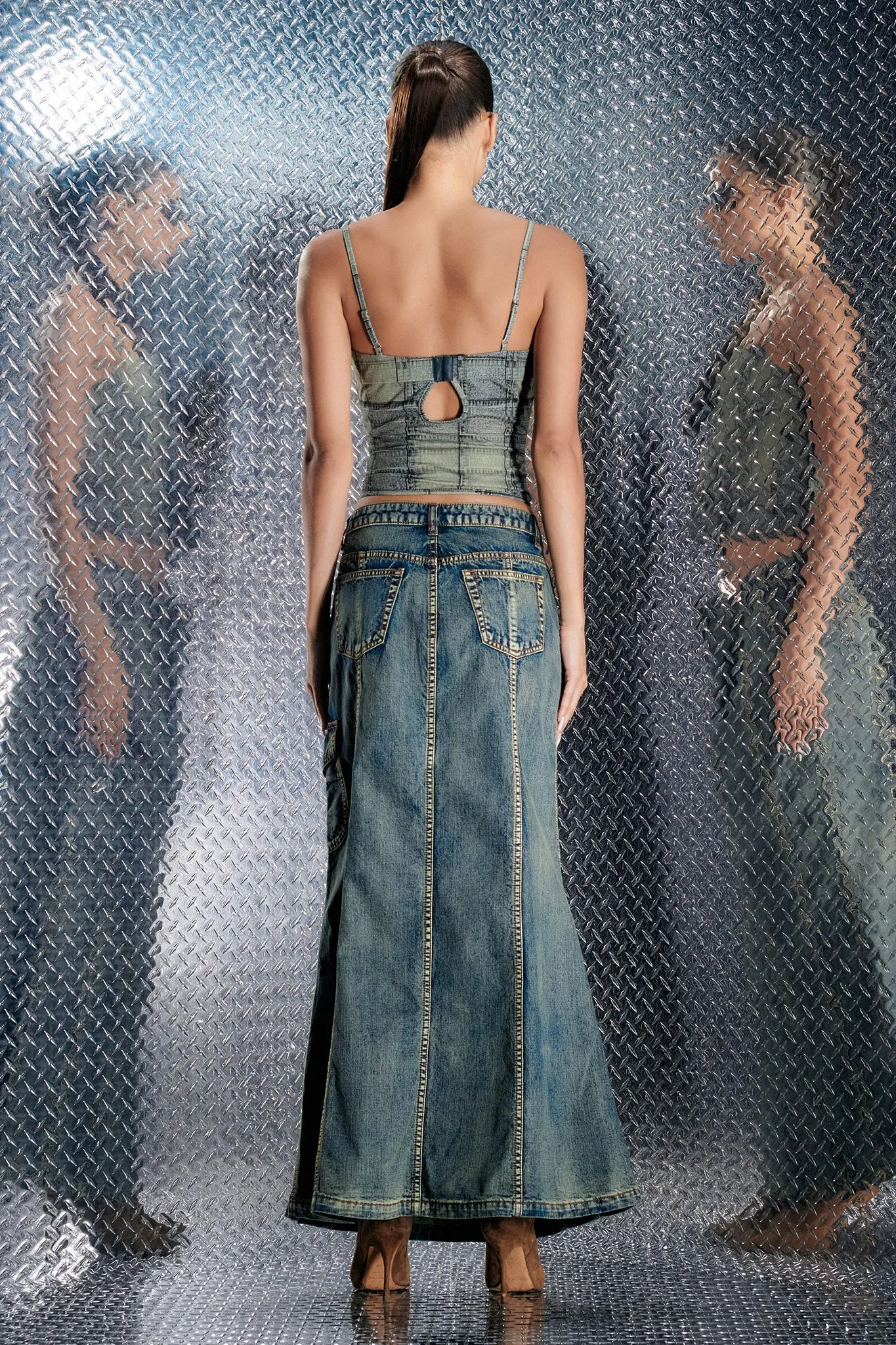 WESTIN SKIRT - BLUE : VINTAGE WASH