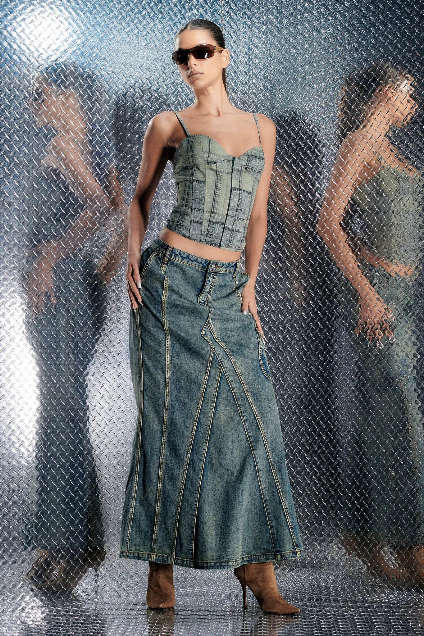 WESTIN SKIRT - BLUE : VINTAGE WASH