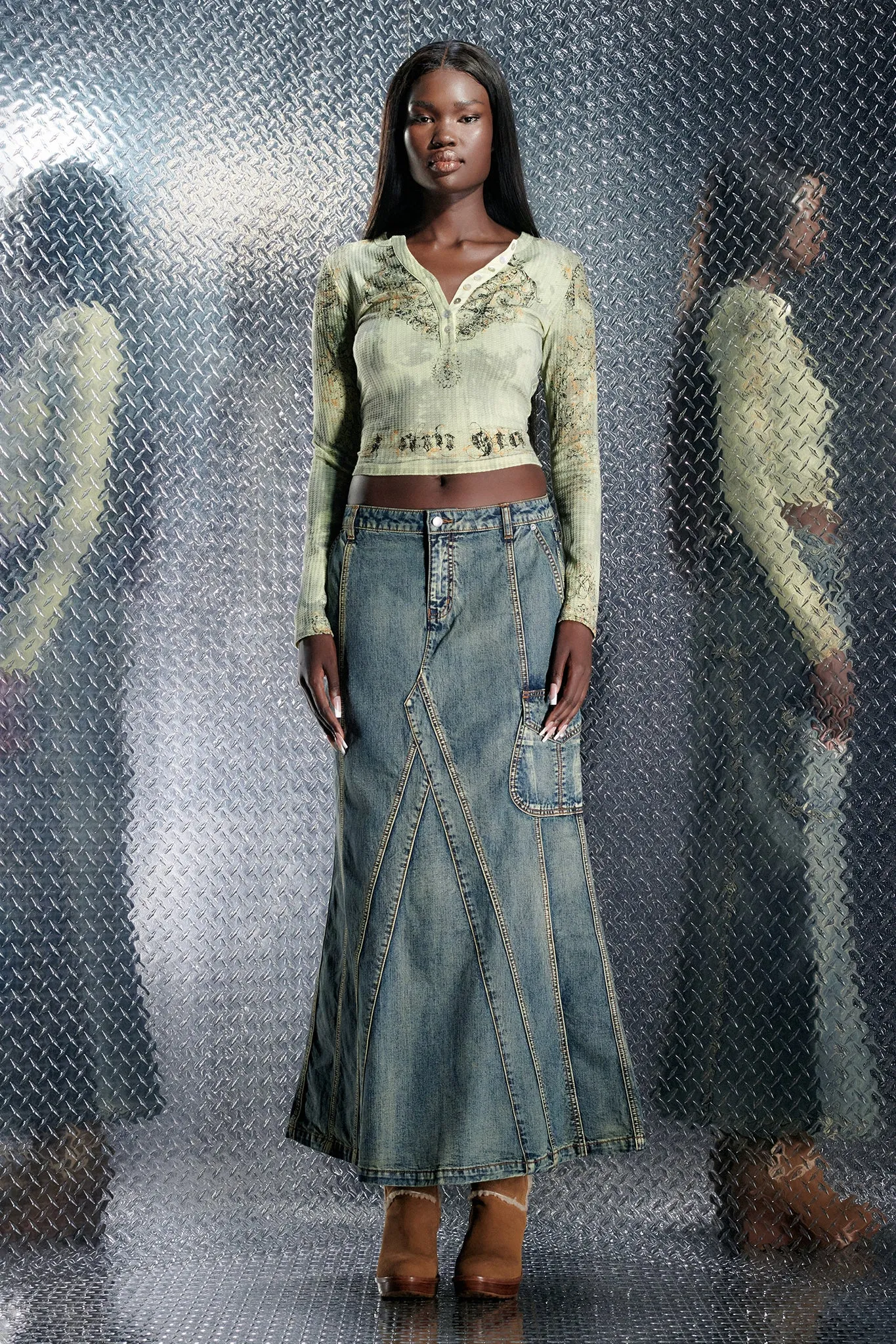WESTIN SKIRT - BLUE : VINTAGE WASH