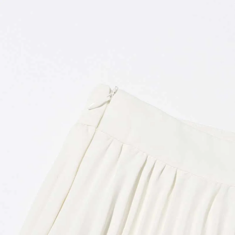 White 2- piece Set Asymmetrical Blazer Pleated Skirts Set