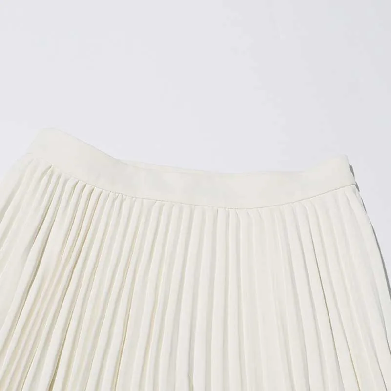 White 2- piece Set Asymmetrical Blazer Pleated Skirts Set