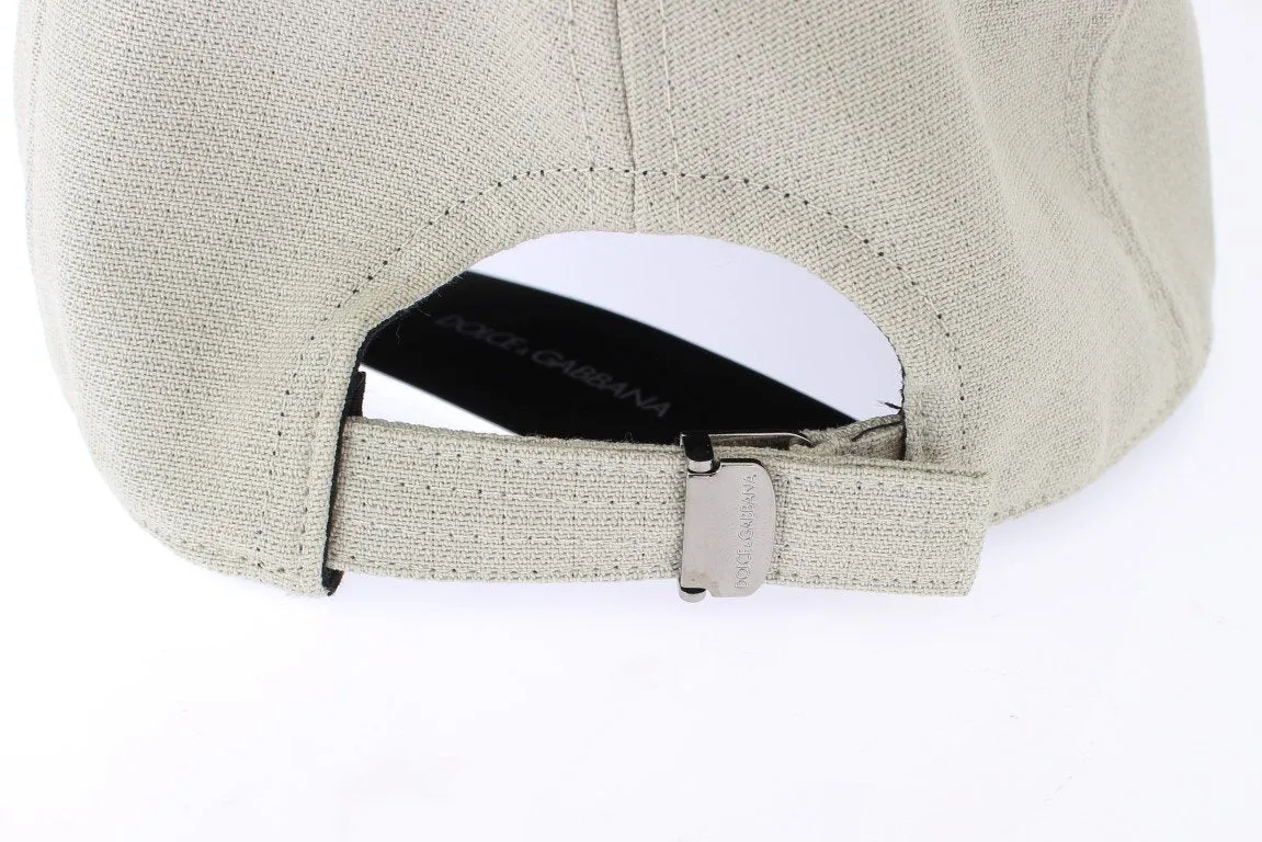 White Cotton Silk Baseball Cap