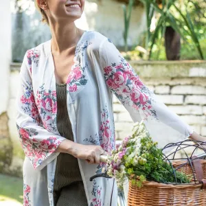 White Floral Kimono