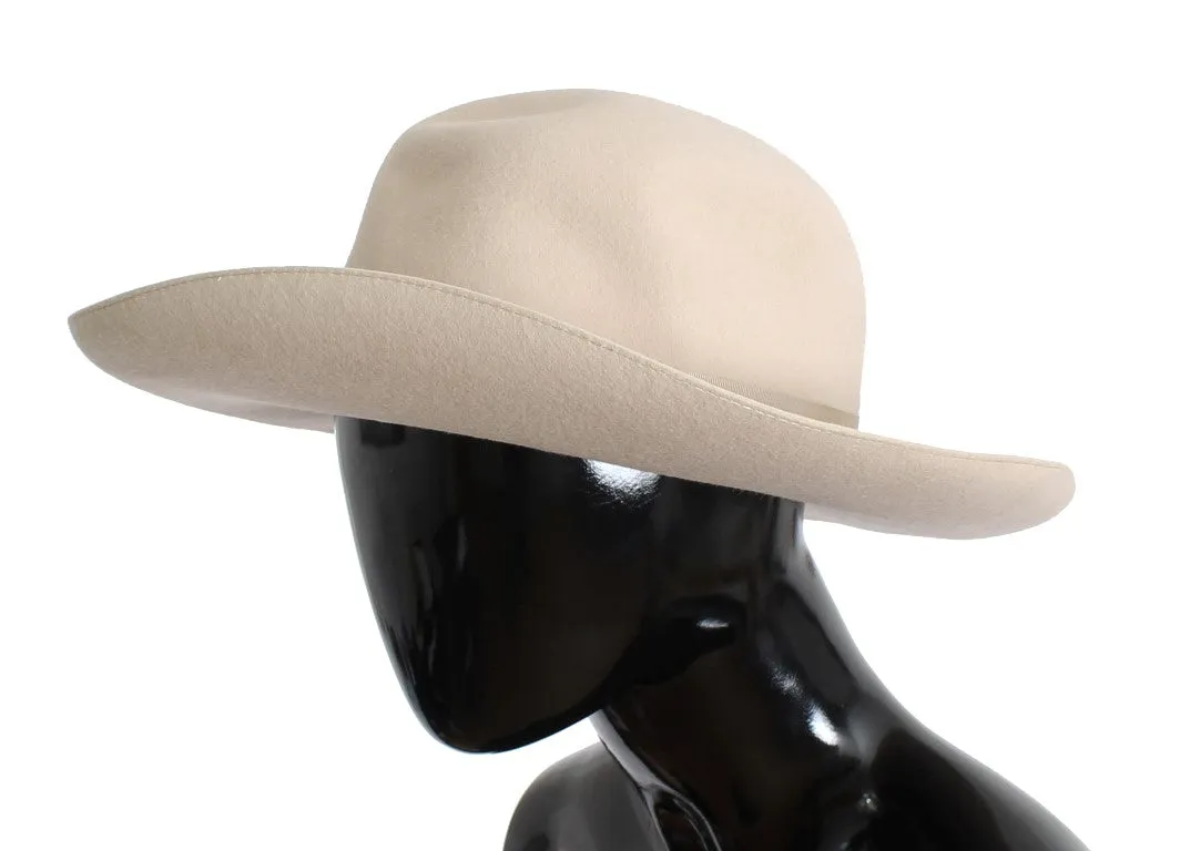 White Rabbit Fur Wide Brim Hat